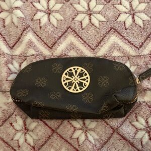 Black Leather Clutch with Gold Accents